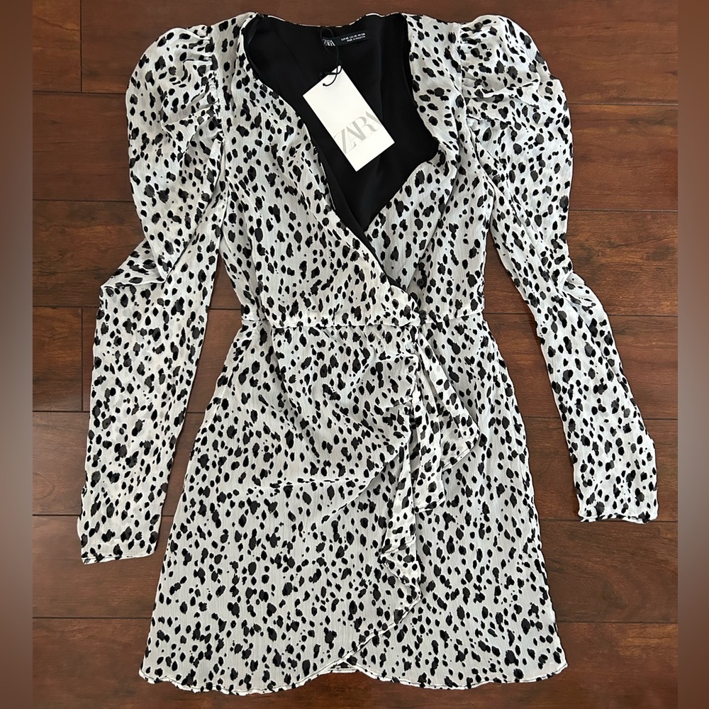 Zara Dalmatian Print Wrap Dress